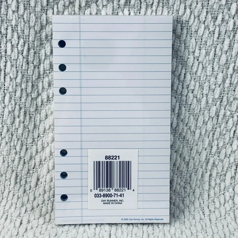 Day Runner Lined Pad Refill 3.75x6.75 White 3pk 033-8900-71 6-Ring Binder‎ Paper